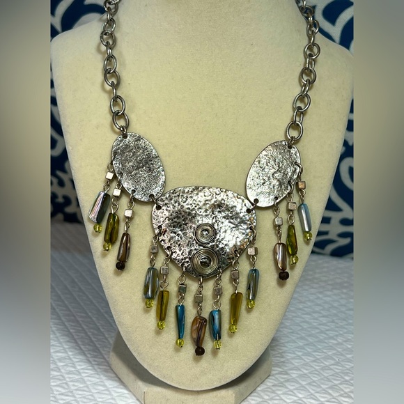 Jewelry - Boho Silver and Multicolor Statement Necklace